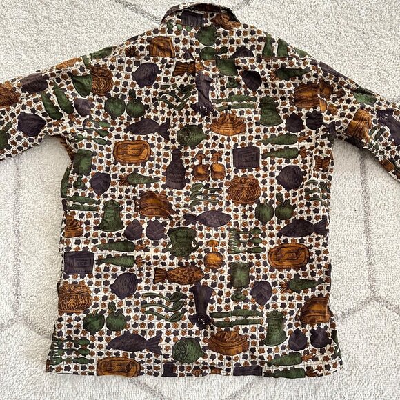 Vintage 60s/70s 'The Country Shirt' Kitchen Food Print Button-Up Novelty Print B - Picture 8 of 8